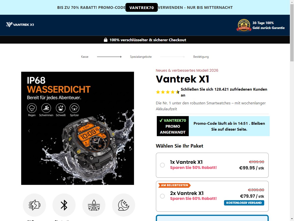 **NEW** Vantrek X1 Smartwatch ~ CTC €99,95 [DE, AT]