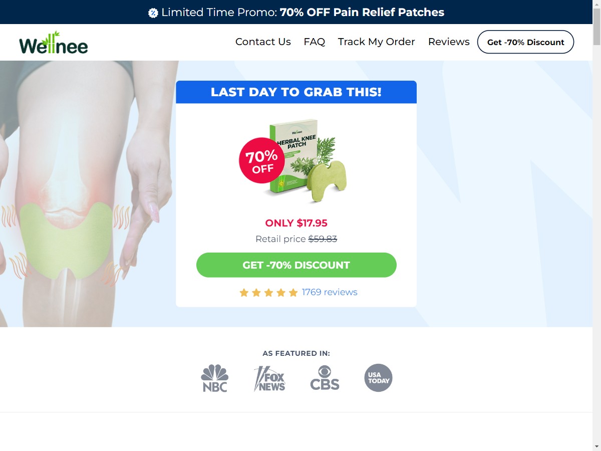 **HOT** Wellnee - Pain Relief Patches ~ PAID TRAFFIC ONLY [US, DE, CA, AU, UK, FR, IL, +232 More]