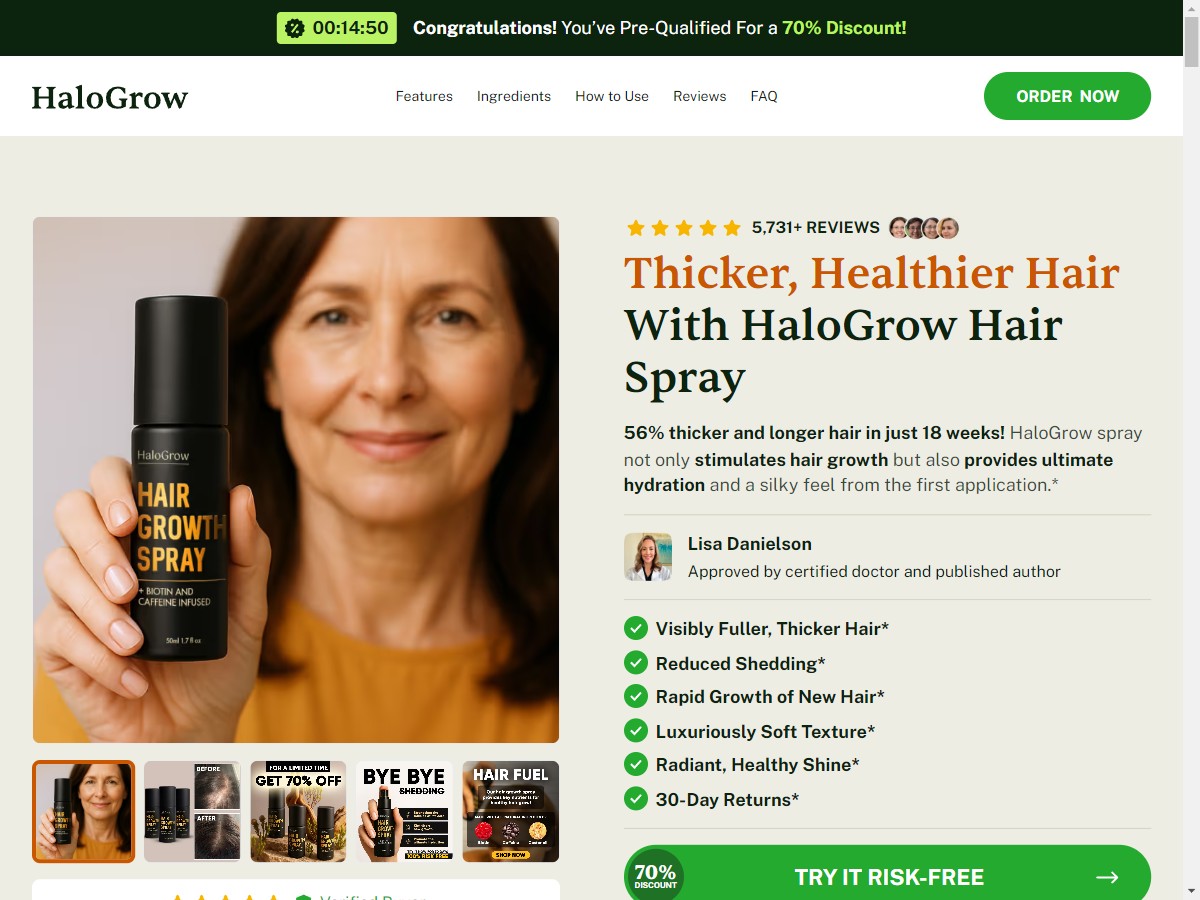 **HOT** HaloGrow - Hairspray ~ PAID TRAFFIC ONLY [US, DE, CA, AU, UK, FR, IL, +232 More]