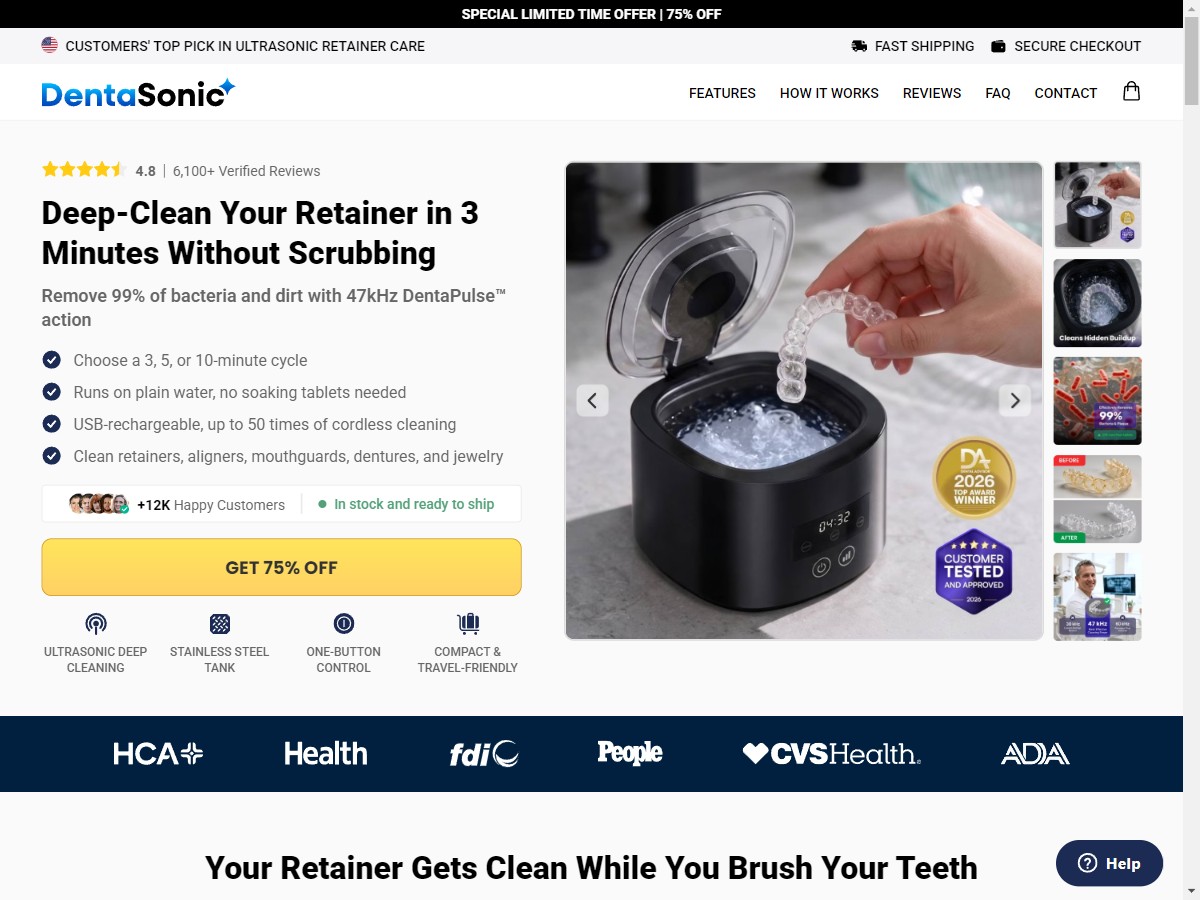 **NEW** DentaSonic - Ultrasonic Retainer Cleaner [US, DE, CA, AU, UK, FR, IL, +229 More]