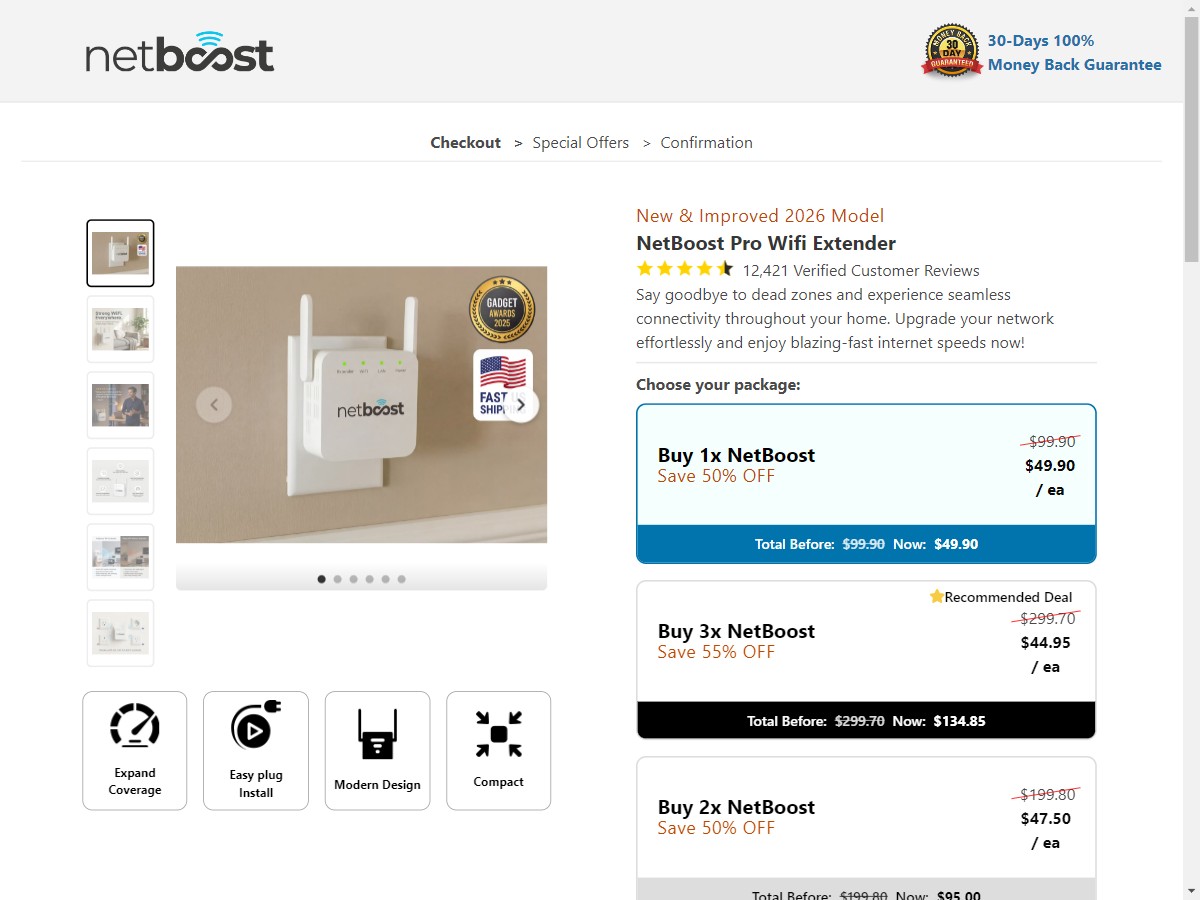 **NEW** NetBoost Pro - Wifi Extender [US]