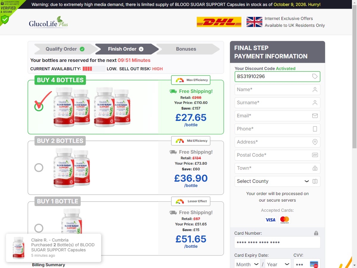 **NEW** GlucoLife+ Blood Sugar Support ~ DTC [UK]
