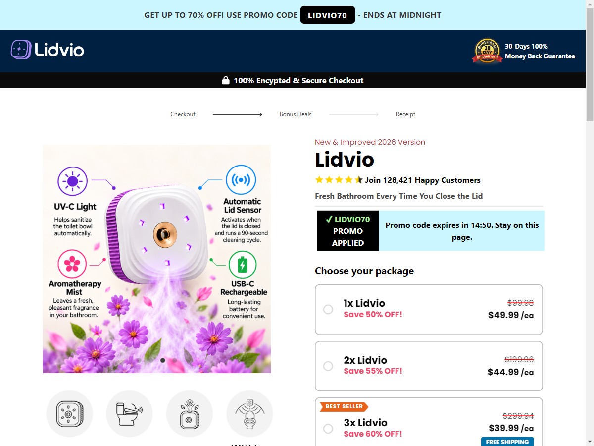 **NEW** Lidvio - UV-C Toilet Light Aroma Mist [US]