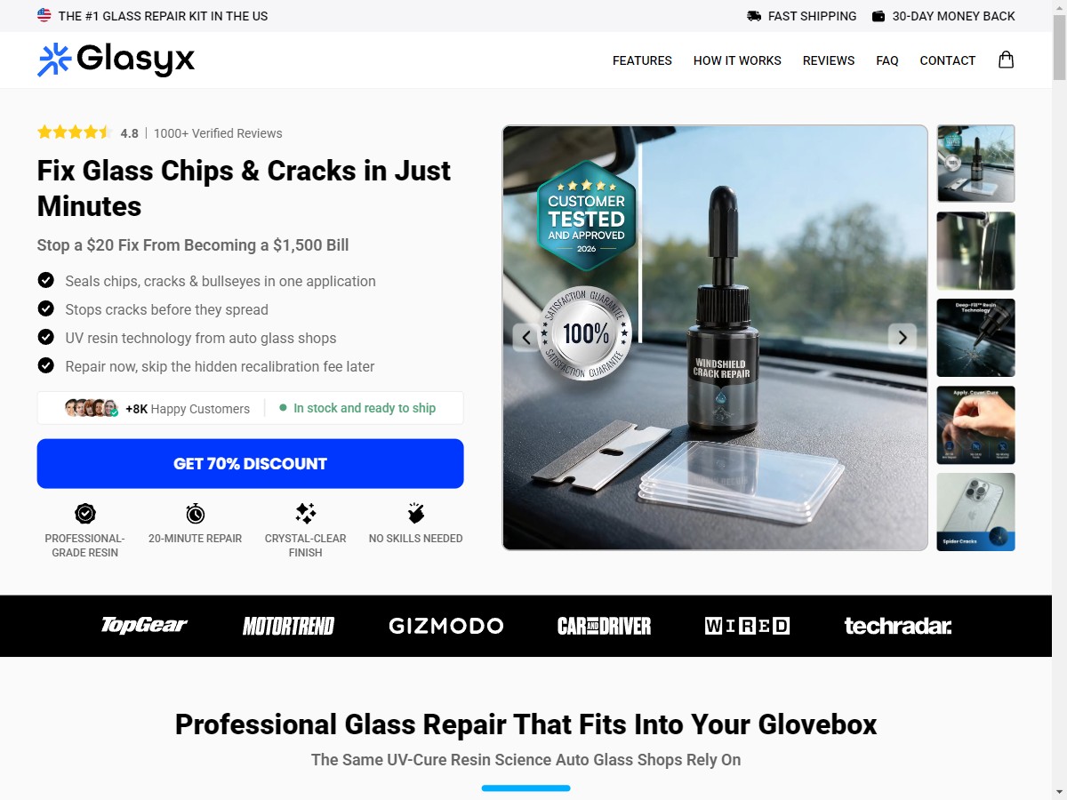 **NEW** Glasyx - Glass Crack Repair Kit [US, DE, CA, AU, UK, FR, IL, +229 More]