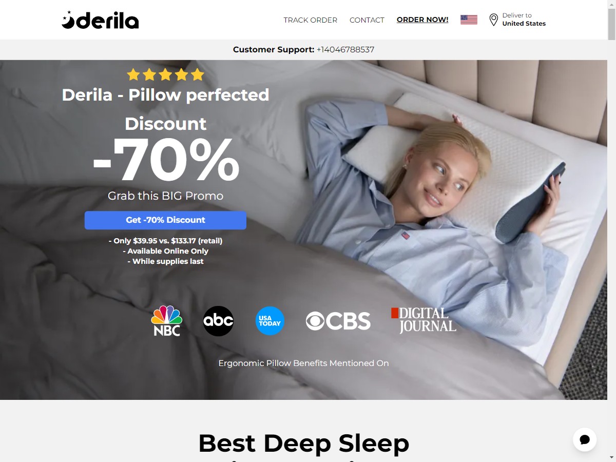 Derila - Memory Foam Pillow ~ UPDATED [US, DE, CA, AU, UK, FR, IL, +44 More]