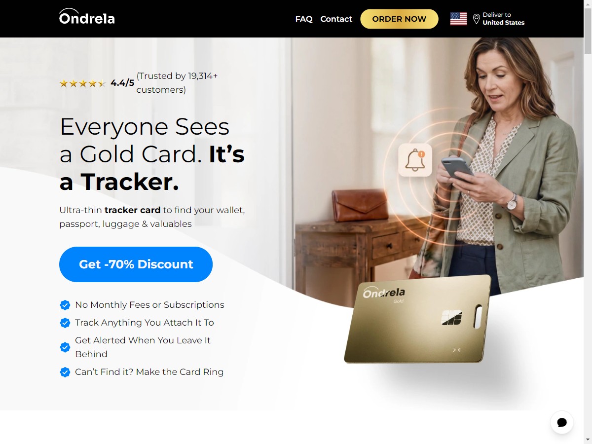 **HOT** Ondrela - Smart Tracker ~ UPDATED [US, DE, CA, AU, UK, FR, IL, +44 More]