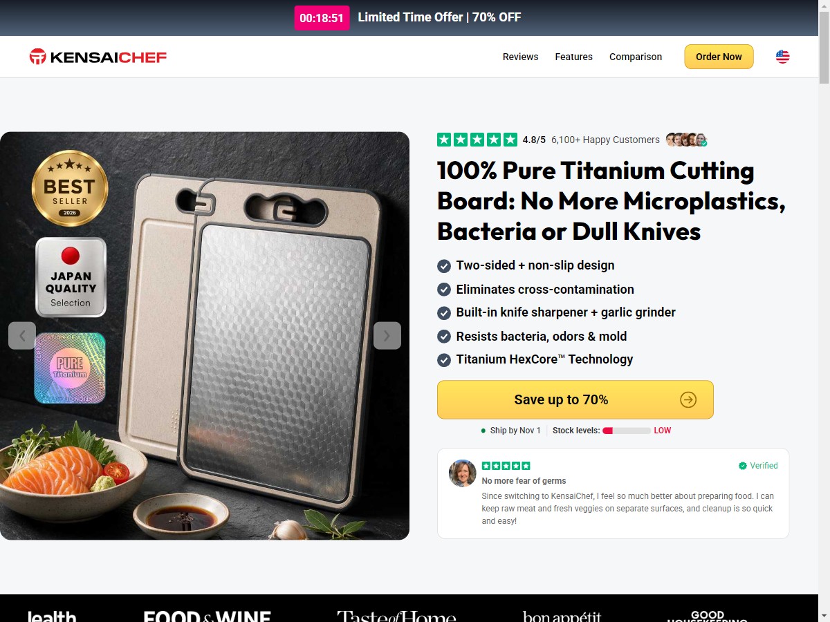 **NEW** KensaiChef - Titanium Cutting Board [US, DE, CA, AU, UK, FR, IL, +229 More]