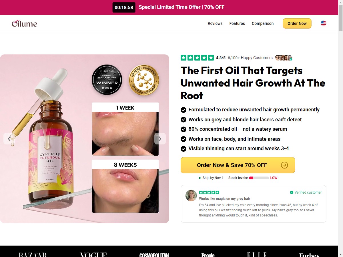 **NEW** OilumeSkin - Hair Removal Oil ~ Subscription [US, DE, CA, AU, UK, FR, IL, +229 More]