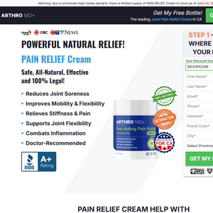 ! HOT OFFER - Arthro MD+ Cream - DTC [CA] (Banner,Native,Social,Search,SEO,PPC,Push,Brand Bidding,Shopping) - CPA