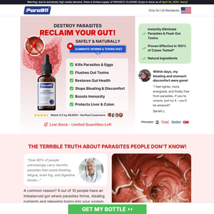 Para911 Parasite Cleanse Drops - DTC [US] (Banner,Native,Social,Search,SEO,PPC,Push,Brand Bidding,Shopping) - CPA