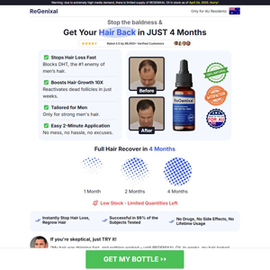 ReGenixal Hair Recover - DTC [AU] (Banner,Native,Social,Search,SEO,PPC,Push,Brand Bidding,Shopping) - CPA