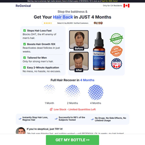 ReGenixal Hair Recover [CA] (Banner,Native,Social,Search,SEO,PPC,Push,Brand Bidding,Shopping) - CPA