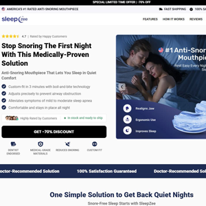 Sleepzee Anti Snoring - DTC [US,UK,AU,NZ,CA] (Social,Banner,Native,Push,SEO,Search,Brand Bidding) - CPA 