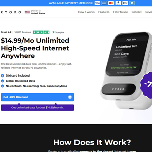 Ryoko PRO Wifi Router Unlimited Data [INTL] (Banner,Native,Social,Search,SEO) - CPA {No BrandBidding} 
