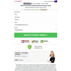 Urocare FLORA GUARD Capsules - DTC [AU] (Banner,Native,Social,Search,SEO,PPC,Push,Brand Bidding,Shopping) - CPA 
