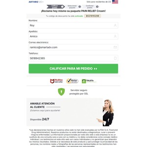 Arthro MD+ Cream Spanish [US] (Banner,Native,Social,Search,SEO,PPC,Push,Brand Bidding,Shopping) - CPA 