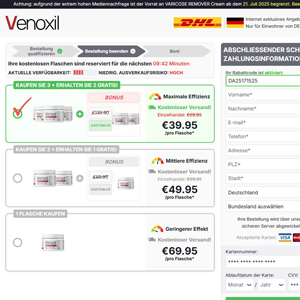 Venoxil Varicose Vein Root Remover - DTC [DE,AT,CH] (Banner,Native,Social,Search,SEO,PPC,Push,Brand Bidding,Shopping) - CPA 
