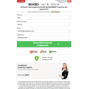 CardioNEX Glucose Management French - DTC [CA] (Banner,Native,Social,Search,SEO,PPC,Push,Brand Bidding,Shopping) - CPA 