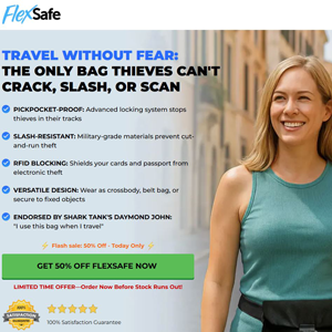 FlexSafe Lockable Crossbody Bag - DTC [US] (Social,Banner,Native,Push,SEO,Search) - CPA {No BrandBidding}