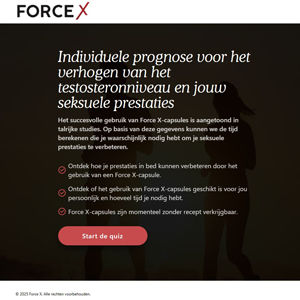 Force X ME - DTC [NL,BE] (Banner,Native,Social,Search,SEO,Brand Bidding) - CPA