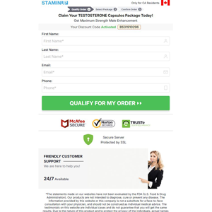 StaminUP Testosterone Capsules - DTC [CA] (Banner,Native,Social,Search,SEO,PPC,Push,Brand Bidding,Shopping) - CPA