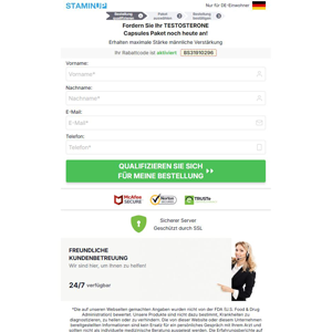 StaminUP Testosterone Capsules - DTC [DE] (Banner,Native,Social,Search,SEO,PPC,Push,Brand Bidding,Shopping) - CPA