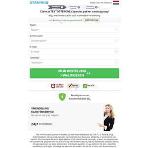 StaminUP Testosterone Capsules - DTC [NL] (Banner,Native,Social,Search,SEO,PPC,Push,Brand Bidding,Shopping) - CPA