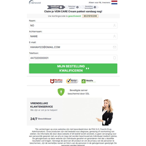 !  NEW OFFER - Venovixil Vein Care Cream - DTC [NL] (Banner,Native,Social,Search,SEO,PPC,Push,Brand Bidding,Shopping) - CPA