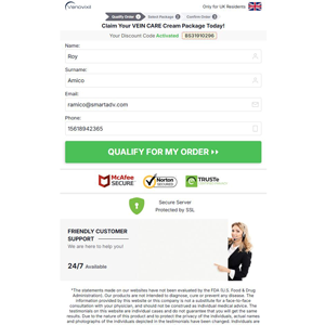 !  NEW OFFER - Venovixil Vein Care Cream - DTC [UK] (Banner,Native,Social,Search,SEO,PPC,Push,Brand Bidding,Shopping) - CPA