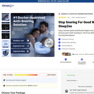 ! NEW OFFER - Sleepzee Anti Snoring Mouthpiece - DTC [CA] (Social,Banner,Native,Push,SEO,Search,Brand Bidding) - CPA