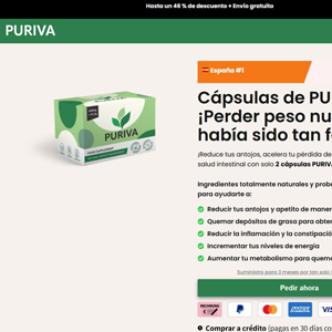 Puriva Diet - DTC [ES] (Social,Banner,Native,Push,SEO,Search,Brand Bidding) - CPA