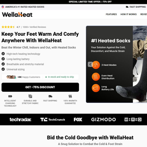 WellaHeat Heated Socks - Product Page  [INTL] (Social,Banner,Native,Push,SEO,Search,Brand Bidding) - CPA