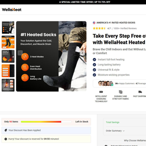 WellaHeat Heated Socks - DTC [INTL] (Social,Banner,Native,Push,SEO,Search,Brand Bidding) - CPA