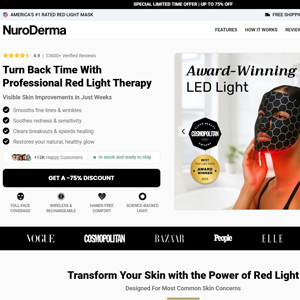 NuroDerm Red Light Mask - Product Page [INTL] (Social,Banner,Native,Push,SEO,Search,Brand Bidding) - CPA