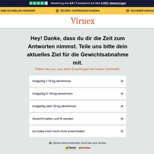 Virnex Diet - Quiz Page [DE,AT,CH,BE,NL,FI,DK] (Social,Banner,Native,Push,SEO,Search,Brand Bidding) - CPA
