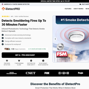 iDetectPro Smoke Detector - Product Page [INTL] (Social,Banner,Native,Push,SEO,Search,Brand Bidding) - CPA
