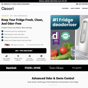 Ozoori Fridge Deodoriser - Product Page [INTL] (Social,Banner,Native,Push,SEO,Search,Brand Bidding) - CPA
