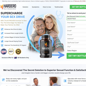 Hardero Male Enhancement Capsules - DTC [NZ] (Banner,Native,Social,Search,SEO,PPC,Push,Brand Bidding,Shopping) - CPA