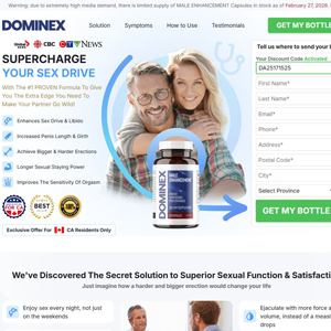 Dominex Male Enhancement Capsules - DTC [CA] (Banner,Native,Social,Search,SEO,PPC,Push,Brand Bidding,Shopping) - CPA
