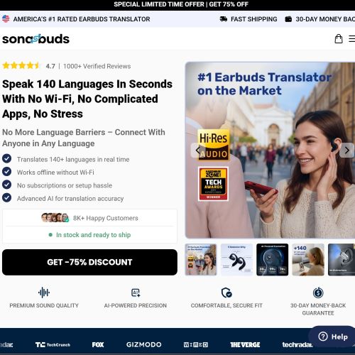 SonaBuds Translating Earbuds - Product Page [INTL] (Social,Banner,Native,Push,SEO,Search,Brand Bidding) - CPA