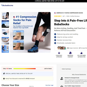 BubaSocks Short Compression Socks - DTC [INTL] (Social,Banner,Native,Push,SEO,Search,Brand Bidding) - CPA