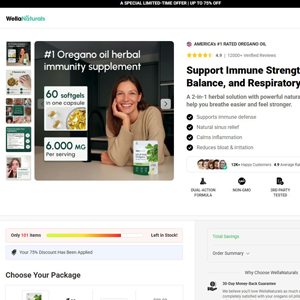 WellaNaturals Oregano Oil Pills - DTC [INTL] (Social,Banner,Native,Push,SEO,Search,Brand Bidding) - CPA