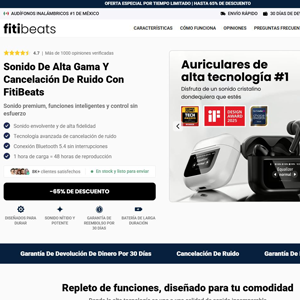 FitiBeats Wireless Airbuds - Product Page [LATAM] (Social,Banner,Native,Push,SEO,Search,Brand Bidding) - CPA