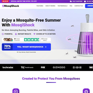MosqiShock Mosquito Zapper - Product Page [INTL] (Social,Banner,Native,Push,SEO,Search,Brand Bidding) - CPA