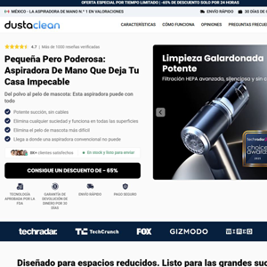 Dustaclean Handheld Vacuum - Product Page [LATAM] (Social,Banner,Native,Push,SEO,Search,Brand Bidding) - CPA