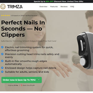 TrimZa Electric Nail Clipper - DTC [US] (Social,Banner,Native,Push,SEO,Search,Brand Bidding) - CPA 