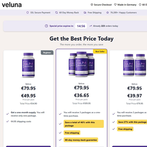Veluna GLP Booster - DTC [IE] (Social,Banner,Native,Push,SEO,Search,Brand Bidding) - CPA 