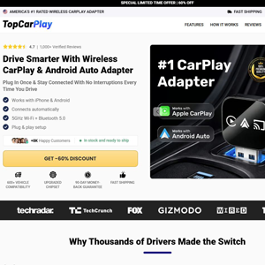 TopCarPlay Wireless CarPlay - Product Page [INTL] (Social,Banner,Native,Push,SEO,Search,Brand Bidding) - CPA