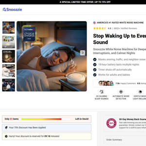 Snoozzie White Noise Machine - DTC [INTL] (Social,Banner,Native,Push,SEO,Search,Brand Bidding) - CPA