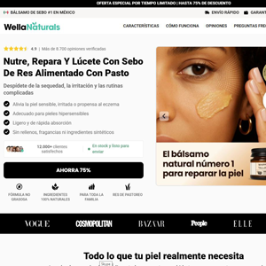 WellaNaturals Beef Tallow Balm [LATAM] (Social,Banner,Native,Push,SEO,Search,Brand Bidding) - CPA